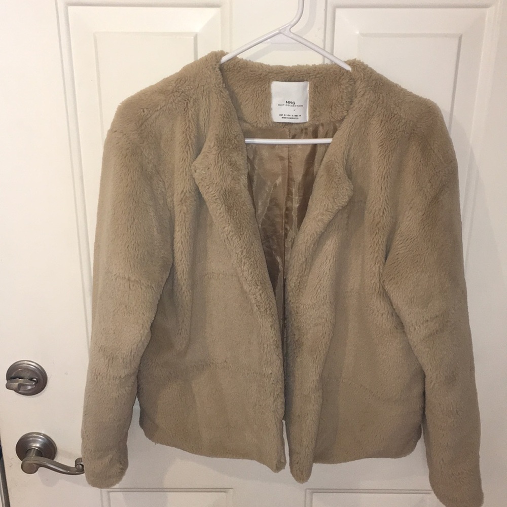 Faux fur jacket princess fancy coat tan beige